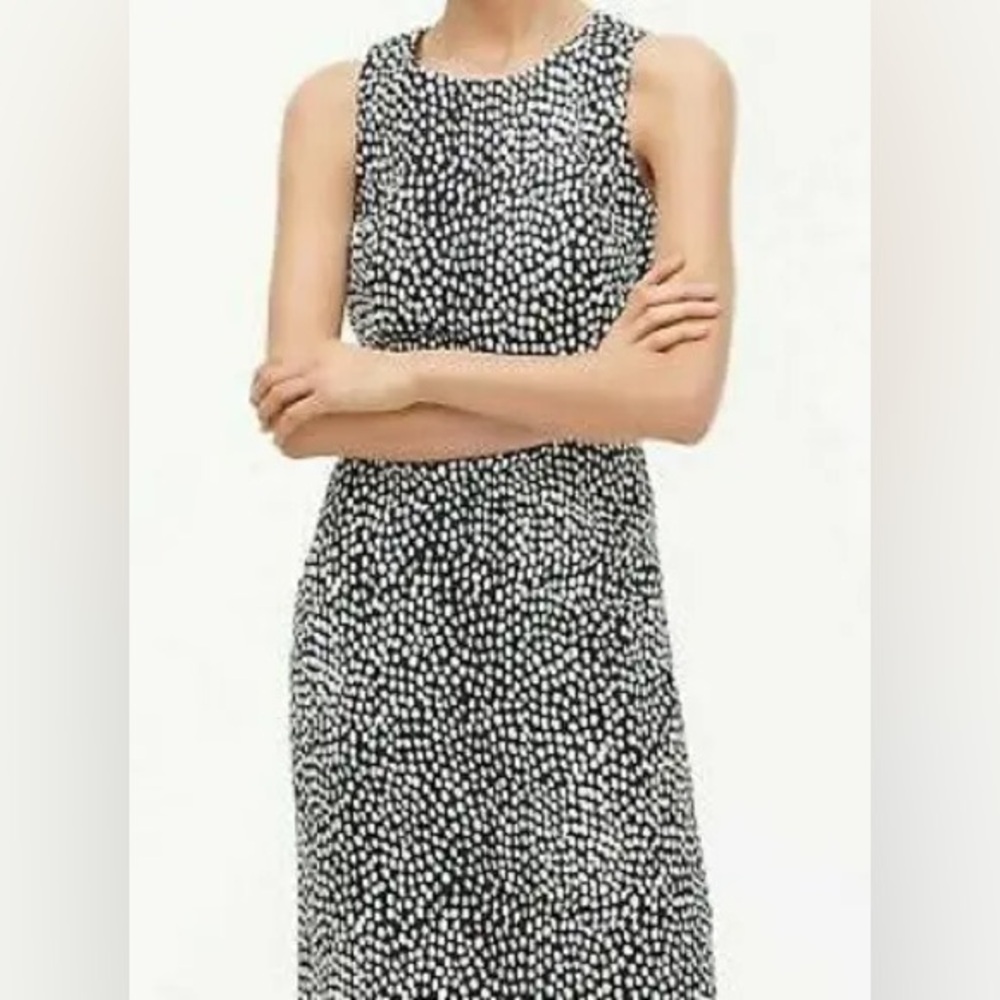 J.Crew 6 Basketweave Navy and White Sleeveless Dress